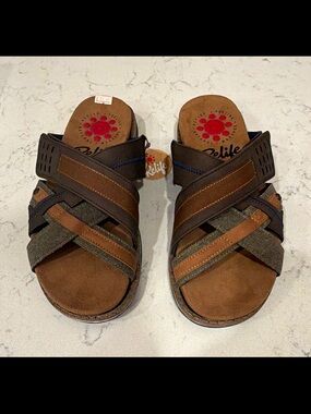 Spring Step Hazman-BR Men’s Brown Slide Sandals Synthetic SlipOn US 9.5/10 EU43